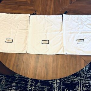 Gucci White satin Drawstring Dust Bags (Set of 3) 18”x14”